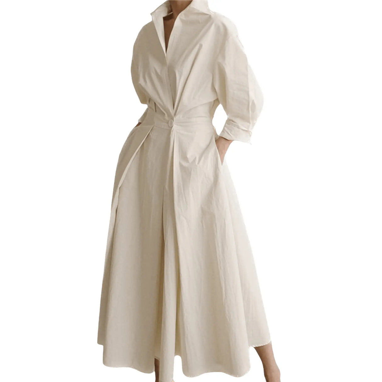 Années 40 Robe Chemise Trapèze Vintage Popeline - Ma Penderie Vintage