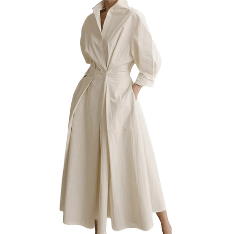 Années 40 Robe Chemise Trapèze Vintage Popeline - Ma Penderie Vintage