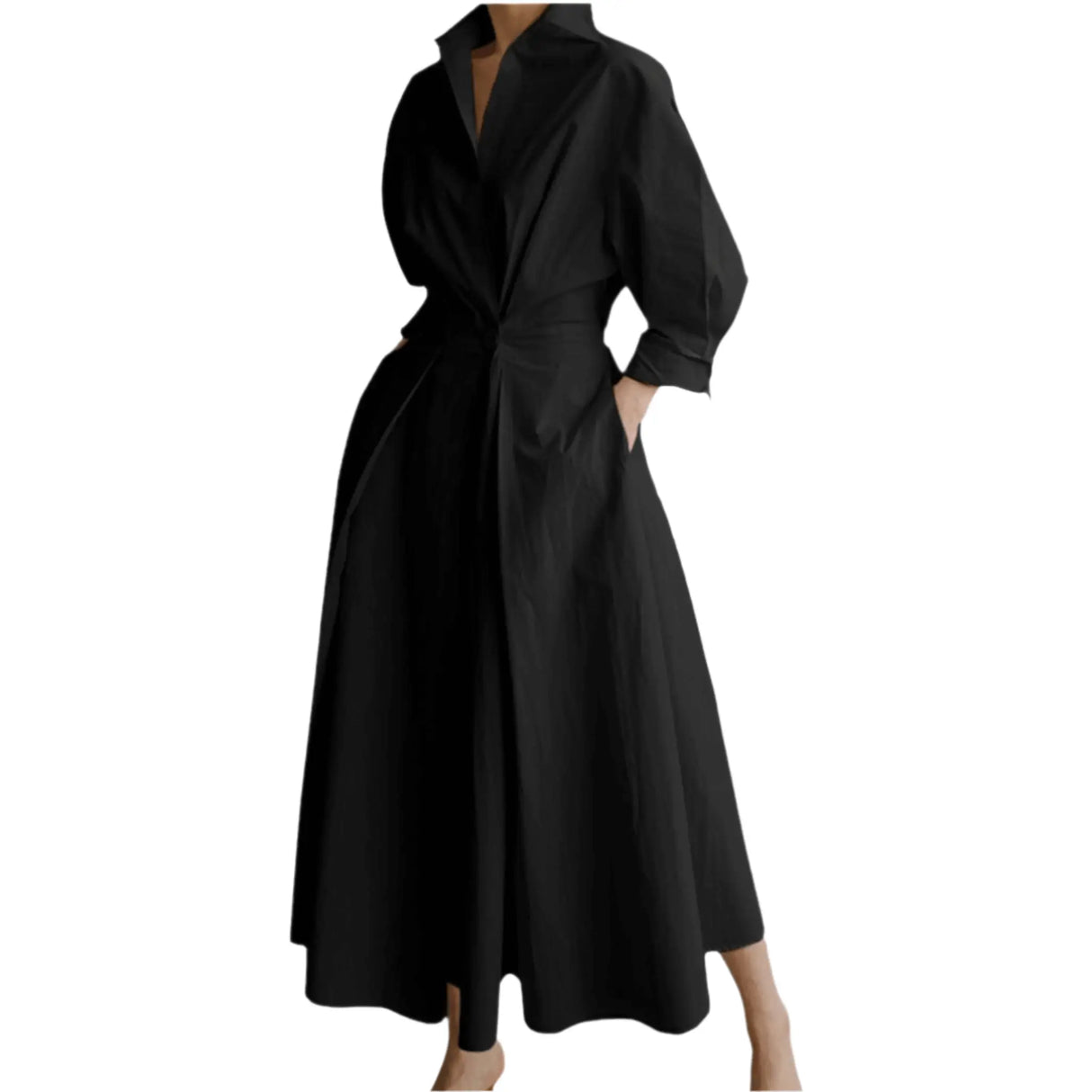 Années 40 Robe Chemise Trapèze Vintage Popeline - Ma Penderie Vintage