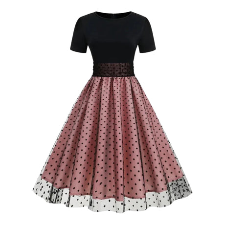 Années 50 Robe Évasée Pin Up Tulle À Pois - Ma Penderie Vintage