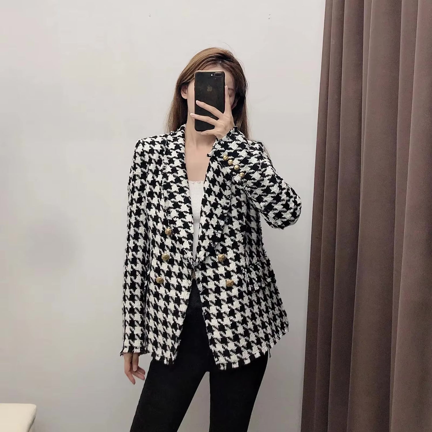 Années 70 Blazer Pied - de - poule Vintage Glamour - Ma Penderie Vintage