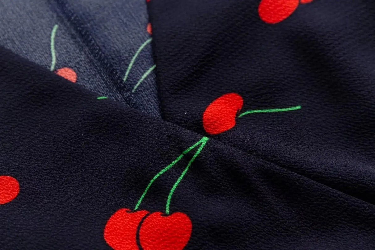 Années 40 Rétro Robe Style Portefeuille Cerises - Ma Penderie Vintage