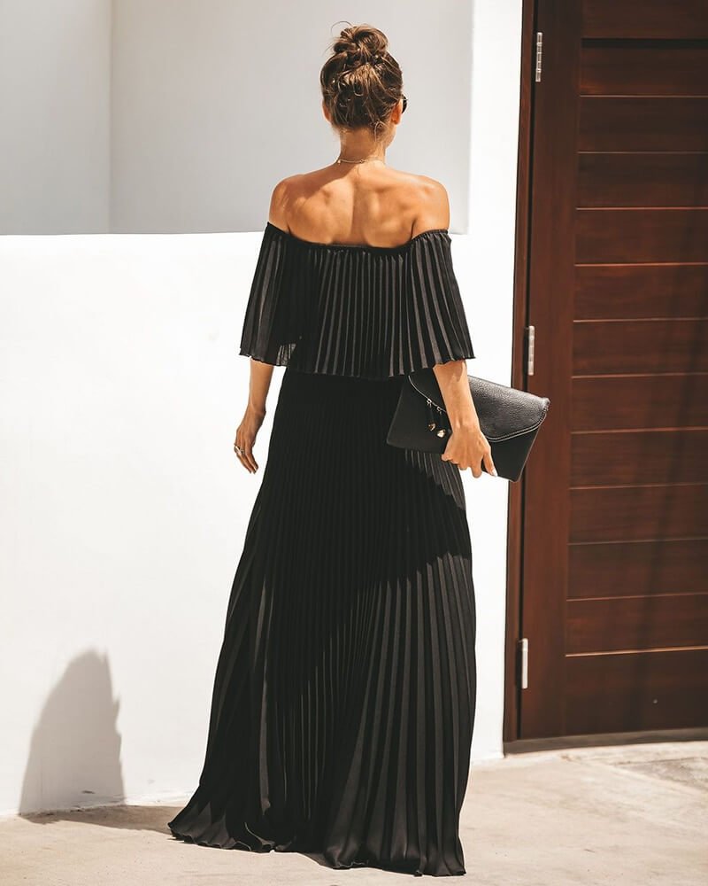 Années 70 Robe Fluide Longue Plissée - Ma Penderie Vintage