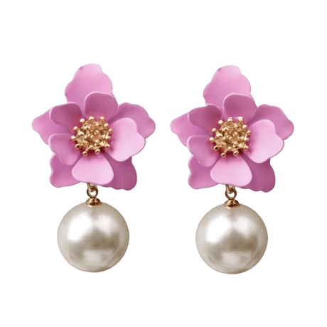 Années 40 Boucles d'Oreilles Rétro Fleur Et Perle - Ma Penderie Vintage