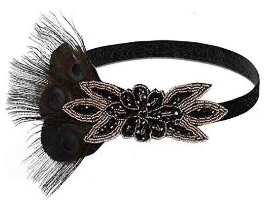 Années 20 Headband Charleston Paillettes et Plumes - Ma Penderie Vintage