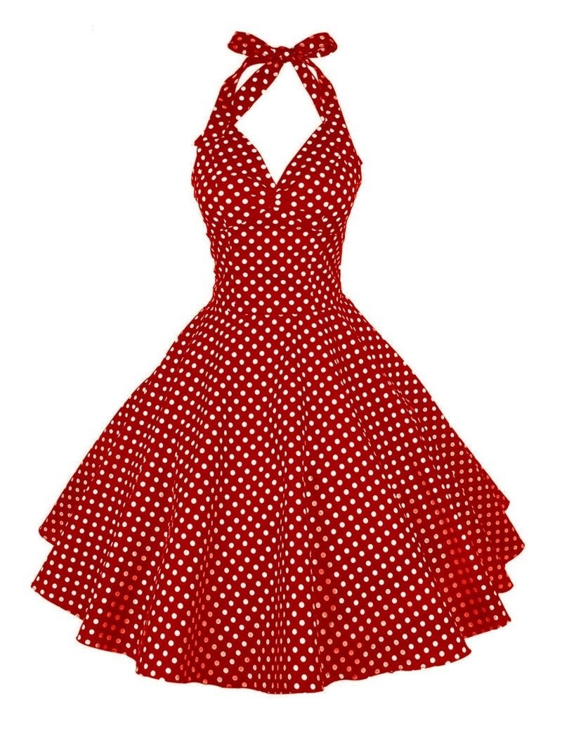 Années 50 Robe Trapèze Pin Up Imprimée À Pois - Ma Penderie Vintage