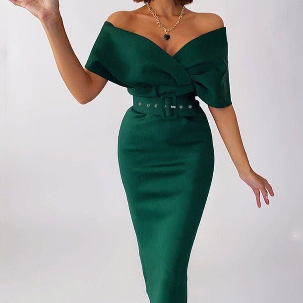 Années 50 Robe Fourreau Rétro Épaules Tombantes - Ma Penderie Vintage