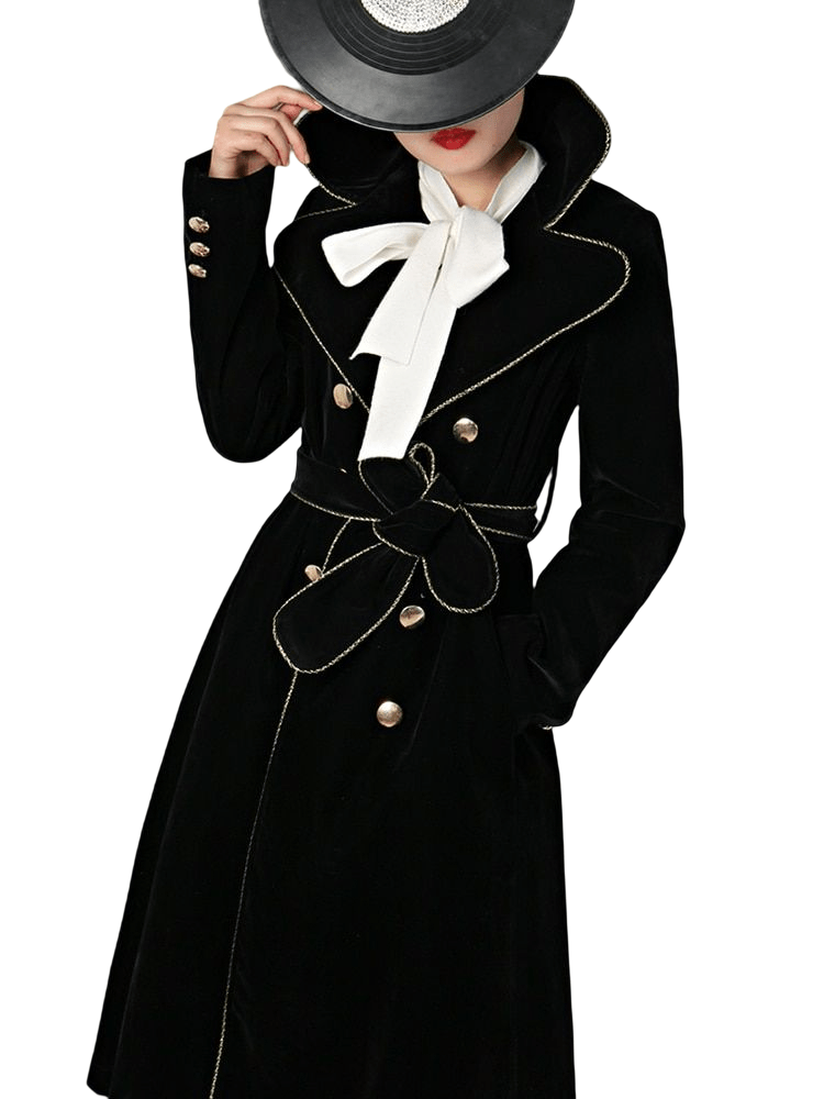 Années 70 Manteau Chic Velours Double Boutonnage - Ma Penderie Vintage