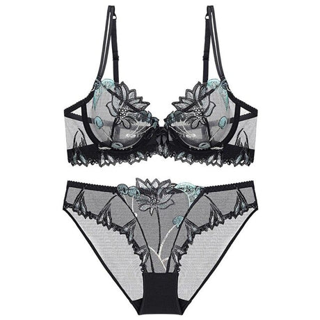 Années 60 Ensemble Soutien - Gorge et Culotte Brodé Cerise - Ma Penderie Vintage