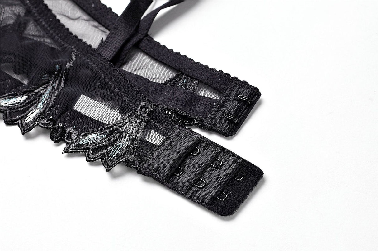 Années 60 Ensemble Soutien - Gorge et Culotte Brodé Cerise - Ma Penderie Vintage