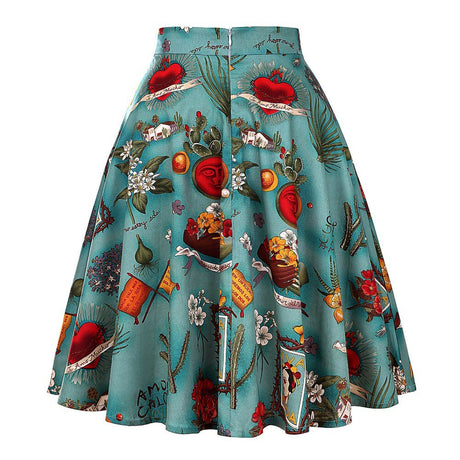 Années 50 Jupe Cercle Imprimée Frida - Ma Penderie Vintage