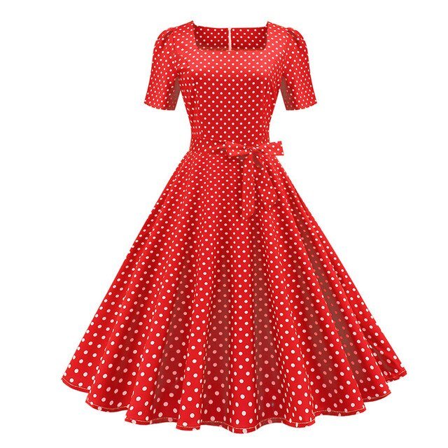 Années 50 Robe Col Carré À Pois Lucille - Ma Penderie Vintage