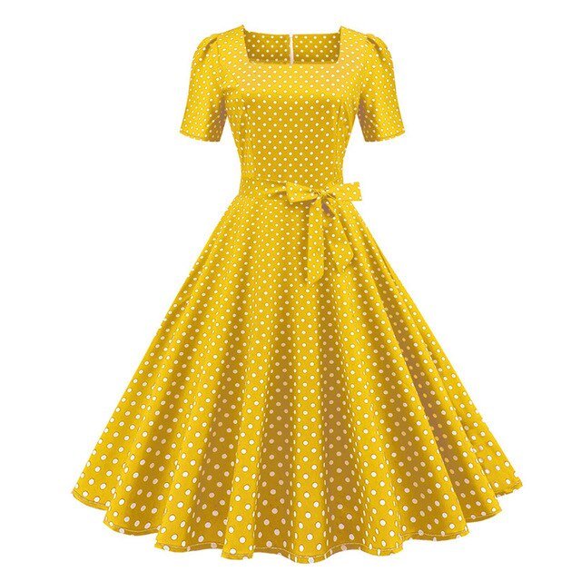 Années 50 Robe Col Carré À Pois Lucille - Ma Penderie Vintage