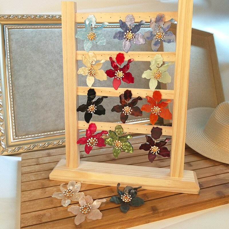 Années 30 Boucles d'Oreilles Fleur Résine Rétro - Ma Penderie Vintage