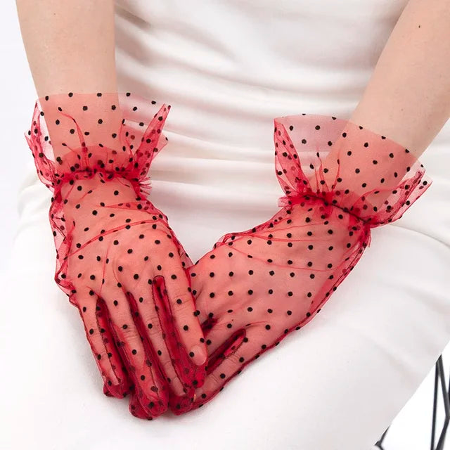 <tc>1950's</tc> Pin Up Polka Dot Gloves <tc>Glamour</tc>