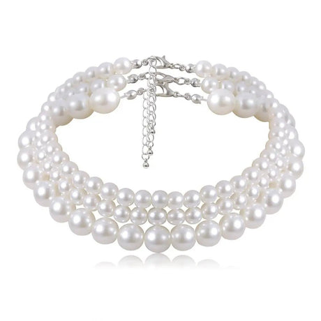Années 50 Collier Vintage Trois Rangs de Perles - Ma Penderie Vintage