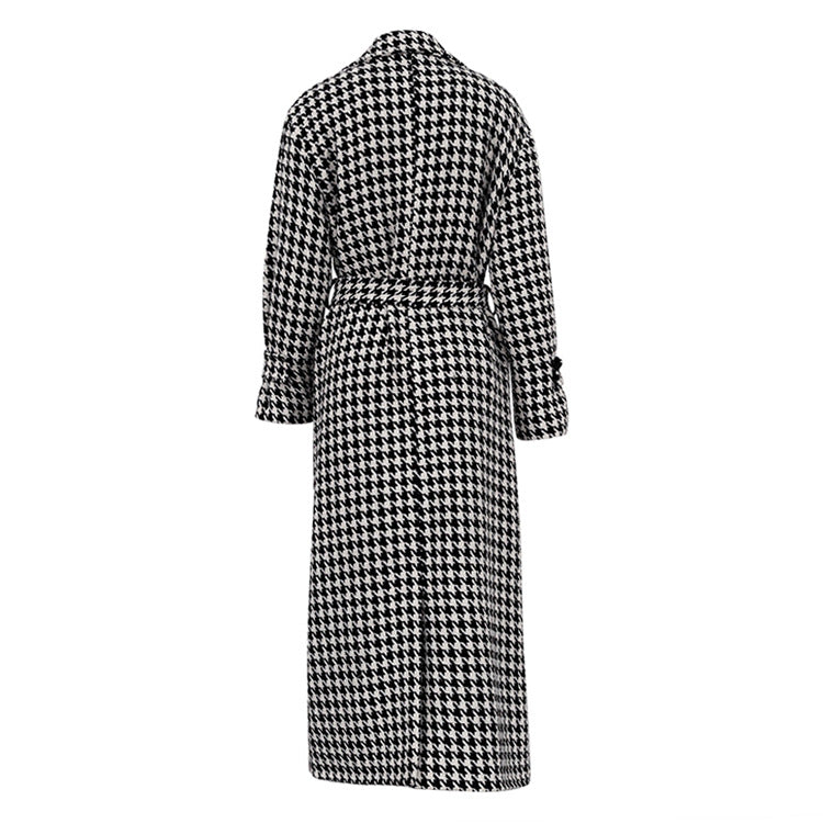 <tc>1970's</tc> Retro Long Houndstooth Coat