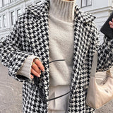 <tc>1970's</tc> Retro Long Houndstooth Coat