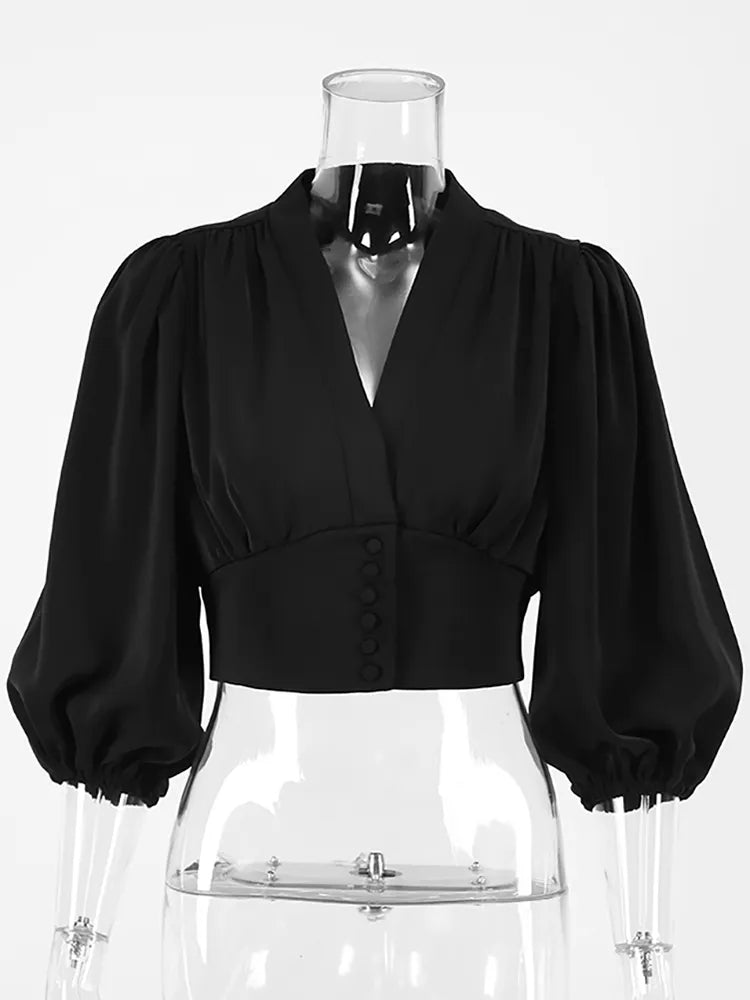 <tc>1970's</tc> Retro Ossie Puff Sleeve Blouse