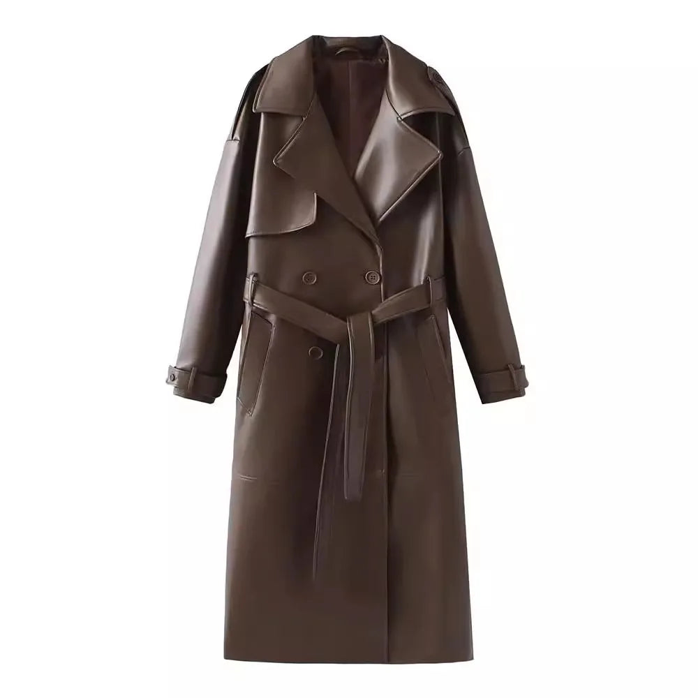 Années 80 Trench Manhattan Cuir Synthétique - Ma Penderie Vintage