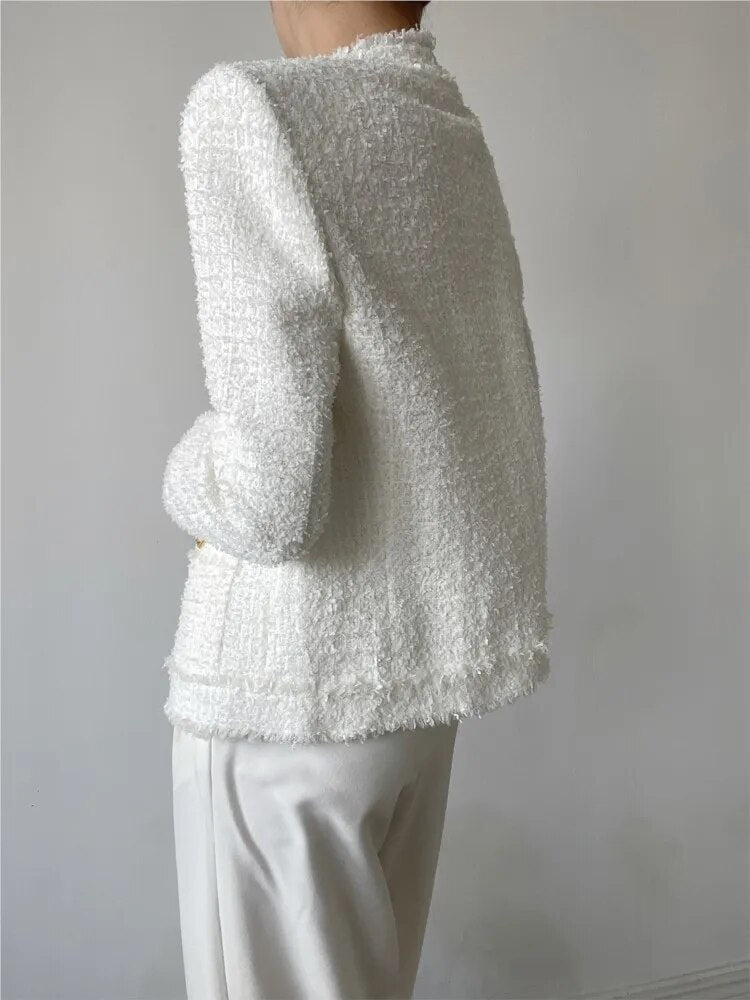 Année 80 Blazer Tweed Hiver Épaulettes - Ma Penderie Vintage