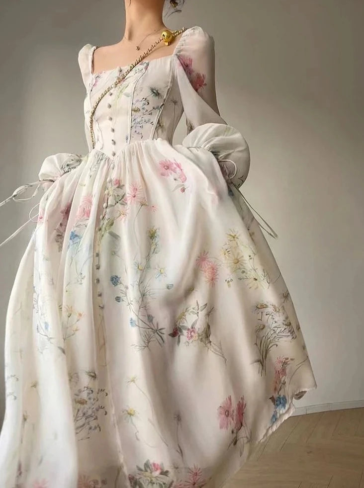 Année 60 Robe Midi Imprimée Provence Glamour - Ma Penderie Vintage