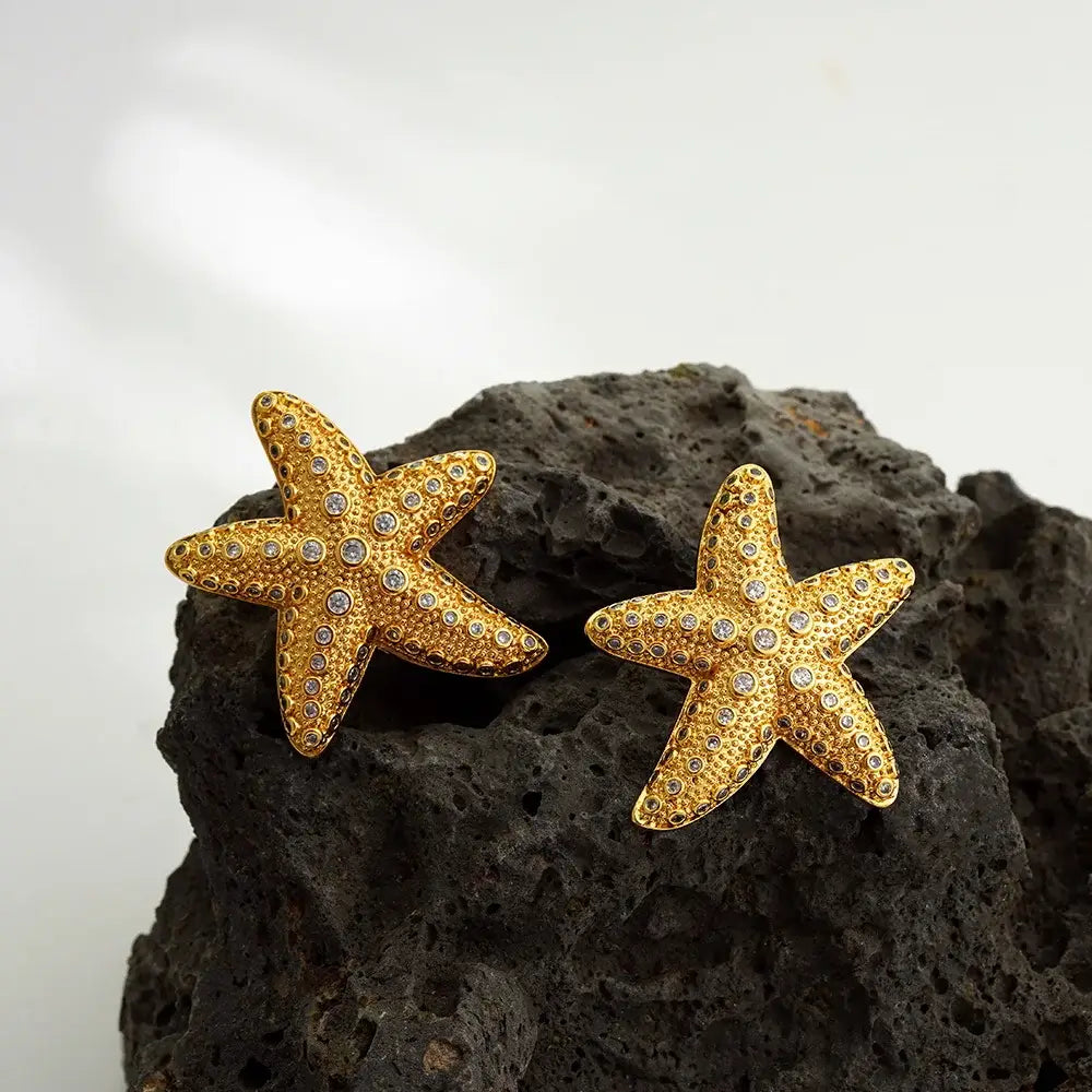 Années 80 Boucles d'oreilles Dorées Coquillage Brutaliste - Ma Penderie Vintage