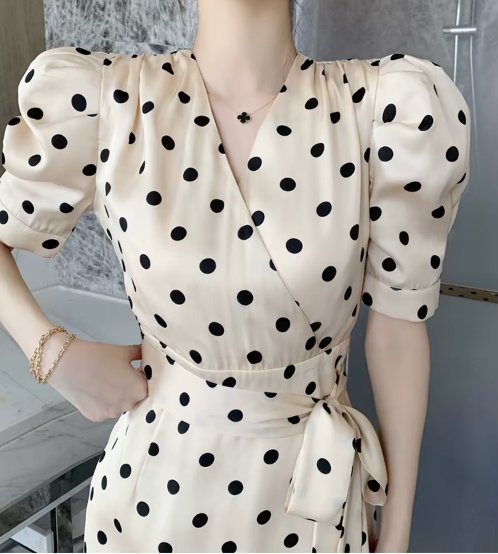 <tc>1950's</tc> Monroe Polka Dot Evening Dress