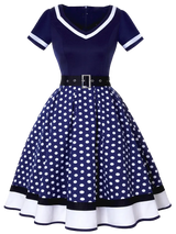 <tc>Años 60</tc> Vestido de día grande Rockabilly con lunares <tc>Talla</tc>