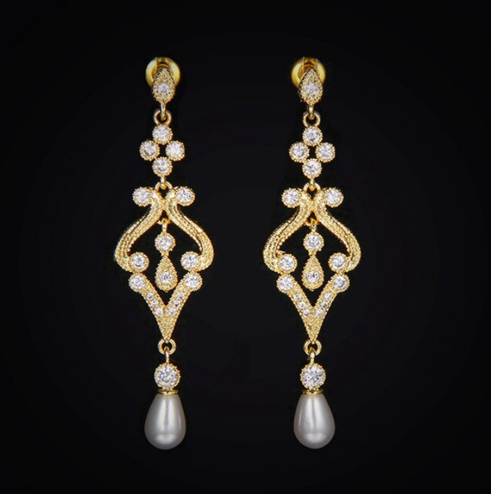 Années 20 Boucles d'oreilles Perle Art Nouveau