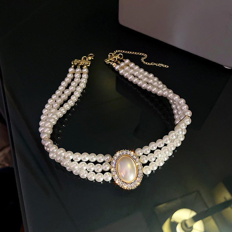 Année 80 Collier de Perles Ras De Cou Diana - Ma Penderie Vintage