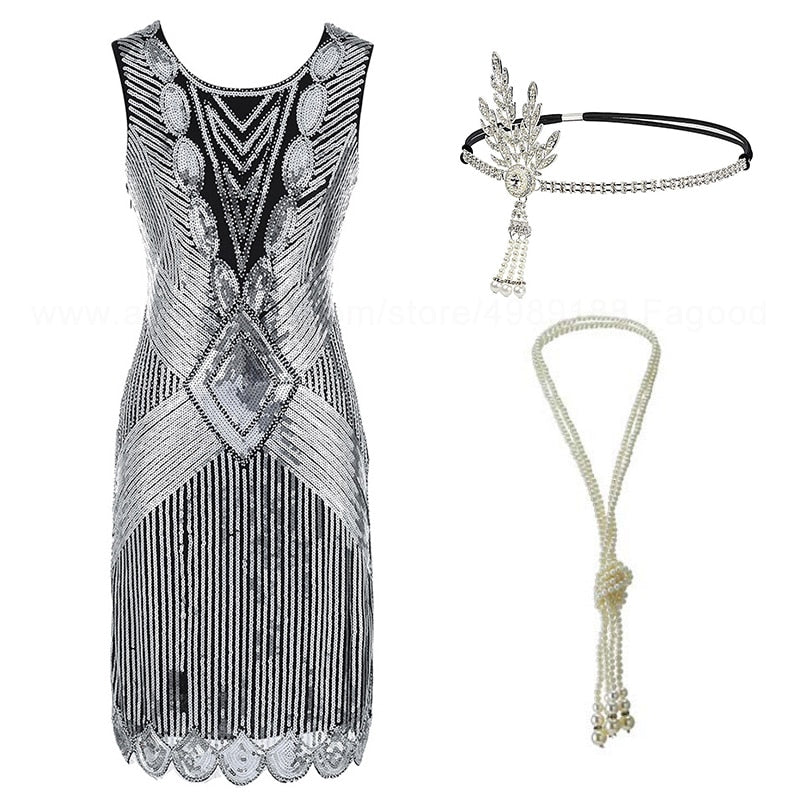 <tc>1920's</tc> Art Deco Chicago Dress and Accessories Outfit