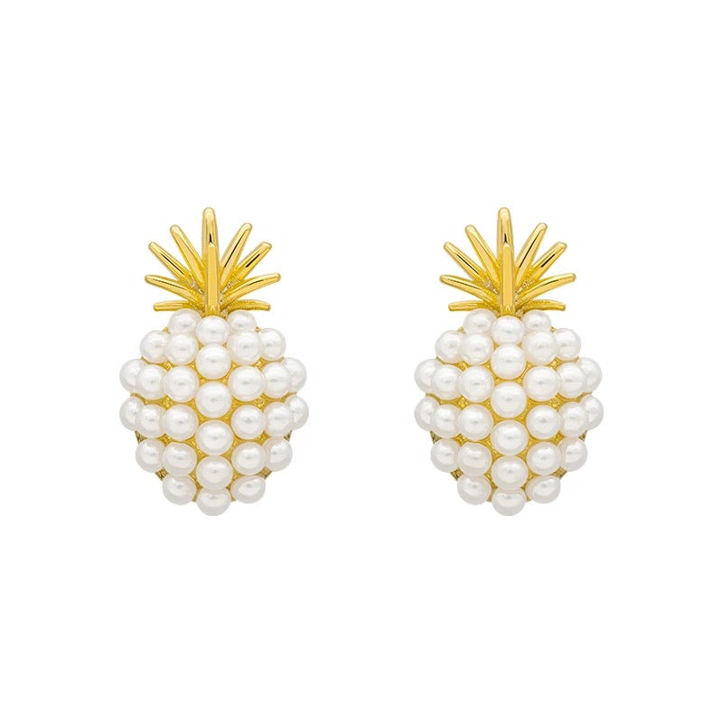 Années 40 Boucles d'oreilles Vintage Ananas Perle
