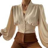 <tc>1970's</tc> Blouse <tc>M</tc>Retro Bohemian Puff Sleeves