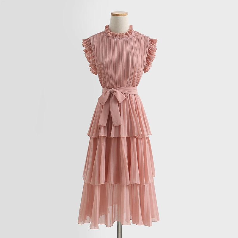 <tc>1980's</tc> Dress <tc>M</tc>idi Pleated <tc>M</tc>Butterfly hips