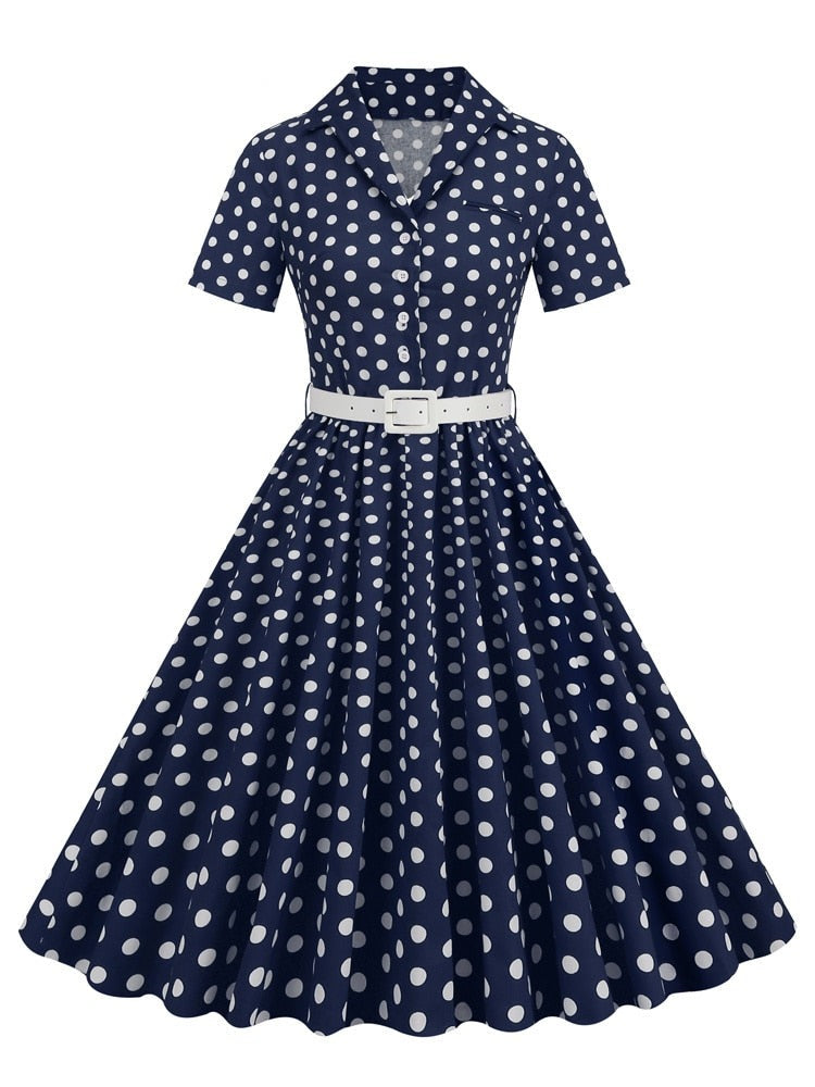 Années 50 Robe Évasée À Pois Rétro Mad Men - Ma Penderie Vintage