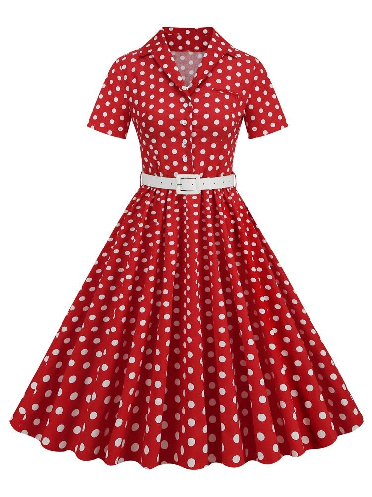 Années 50 Robe Évasée À Pois Rétro Mad Men - Ma Penderie Vintage