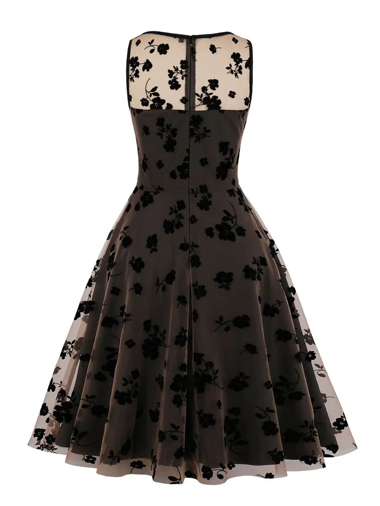 Années 50 Robe Trapèze Velours Pin Up Dita Noir - Ma Penderie Vintage