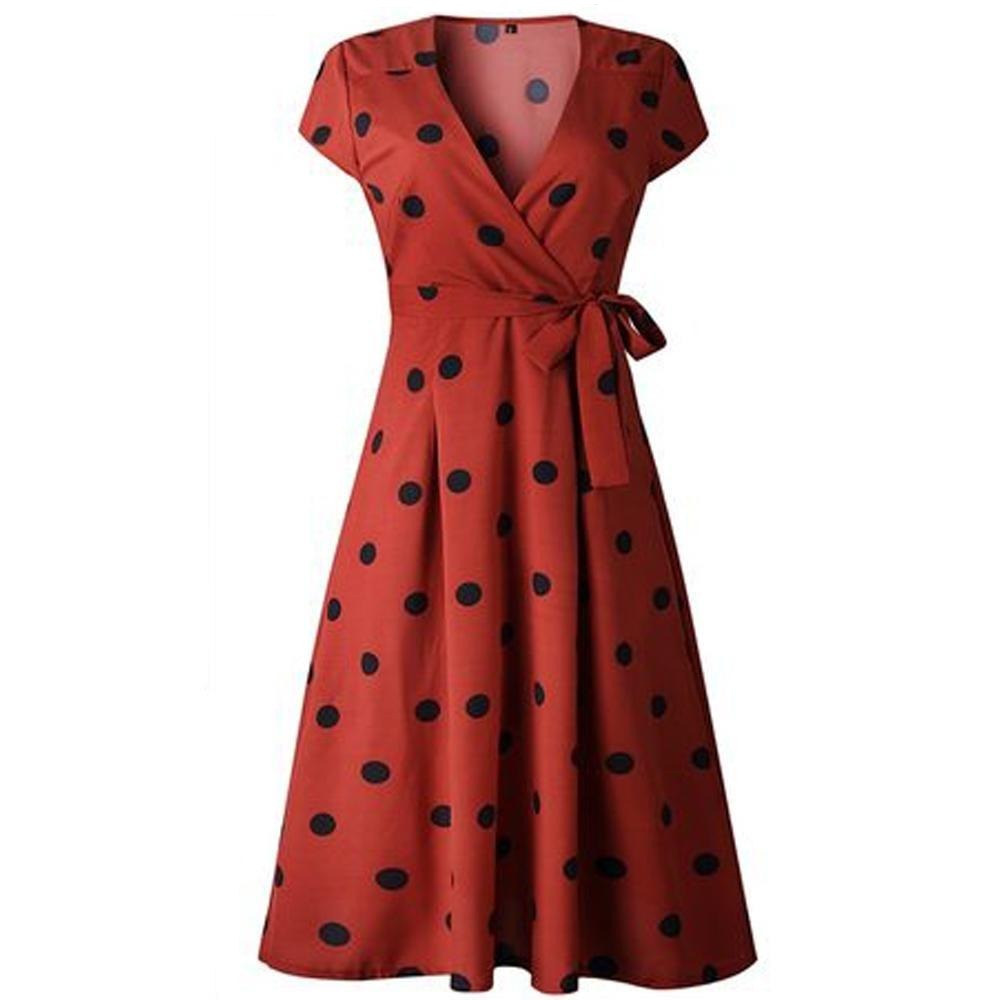 Années 50 Robe Pin Up Portefeuille Polka Dots Rouge - Ma Penderie Vintage