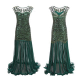 Année 30 Robe de Soirée Longue Années Folles Gatsby Vert - Ma Penderie Vintage