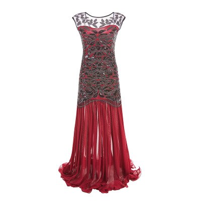 Année 30 Robe de Soirée Longue Années Folles Gatsby Rouge - Ma Penderie Vintage