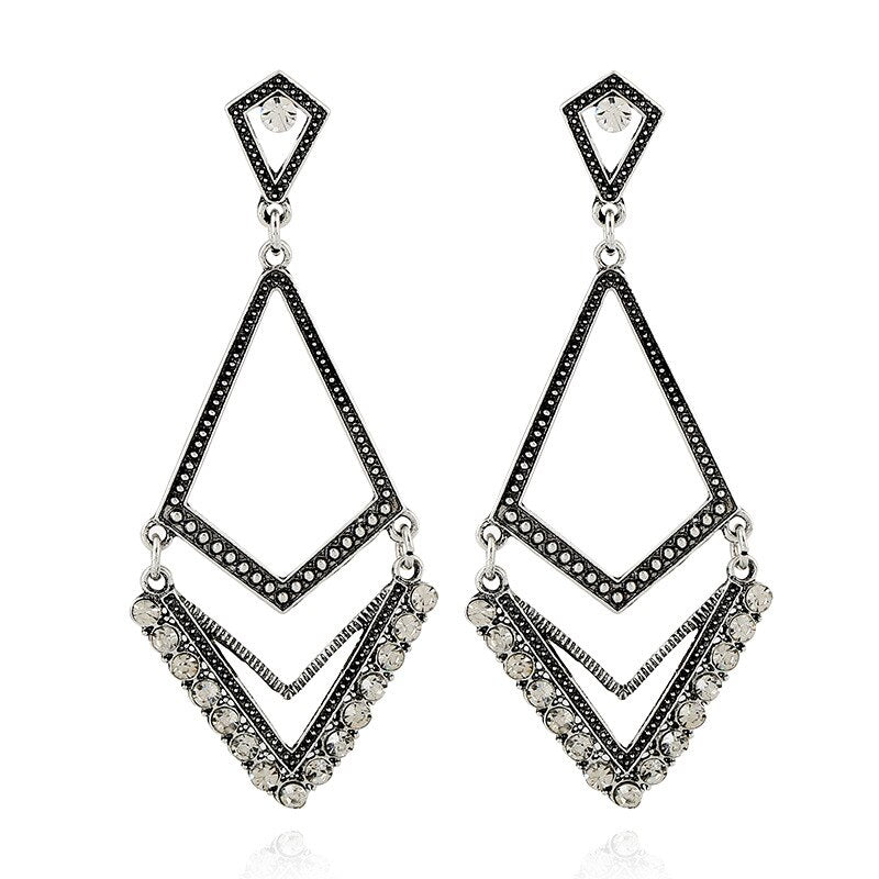 Années 20 Art Déco Boucles d'oreilles Triangle argent - Ma Penderie Vintage