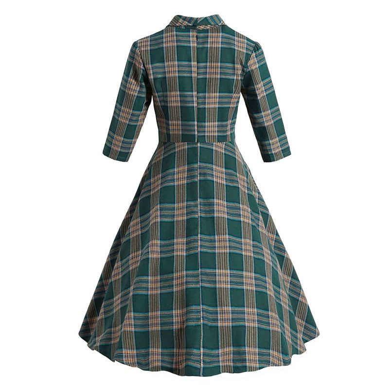 Années 50 Robe évasée À Carreaux Vintage Plaid - Ma Penderie Vintage