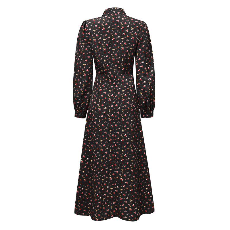 Années 40 Robe Longue Imprimé Floral Liberty Kate Noir - Ma Penderie Vintage