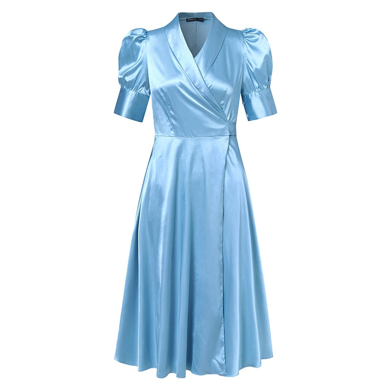 Années 40 Robe de Soirée Grandes Tailles Hollywood Bleu - Ma Penderie Vintage