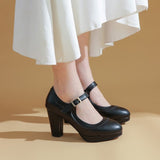 <tc>1950's</tc>  <tc>M</tc>onochrome Plain Retro Heeled Shoes